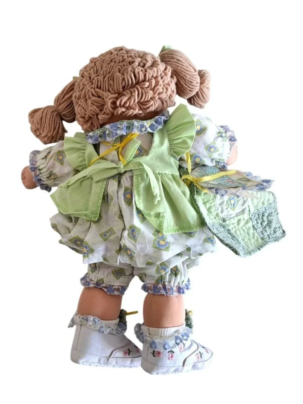 1985 Cabbage Patch Kid PMI Green Signage Tan Hair Blue Eyes +Scarlet Thread Card